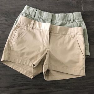 J. Crew 3 inch chino shorts - khaki and green - 0